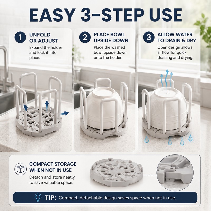 Retractable Bowl Organizer for Kitchen Storage – Detachable Dish Rack