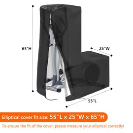 COSHNIBI Elliptical Cover, Waterproof & Dustproof Elliptical Exercise Machine Cover for Indoor and Outdoor,55''L x 25''W x 65''H-Black