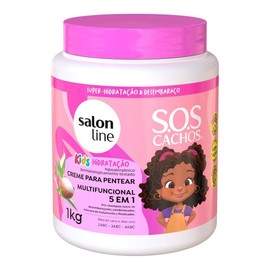 Salon Line - Linha SOS Cachos Kids (Hidratacao) - Creme para Pentear 1 Kg - (SOS Curls Kids (Moisturization) Collection - Combing Cream Net 35.27 Oz)