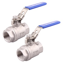 DERNORD Paquete de 2 Válvulas de Bola de Acero Inoxidable 304, Puerto Completo de Servicio Pesado para WOG con Dispositivo de Bloqueo (3/4" NPT)