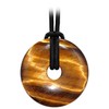 Kaltner Presents Necklace Tiger Eye Gemstone Donut Pendant with Leather