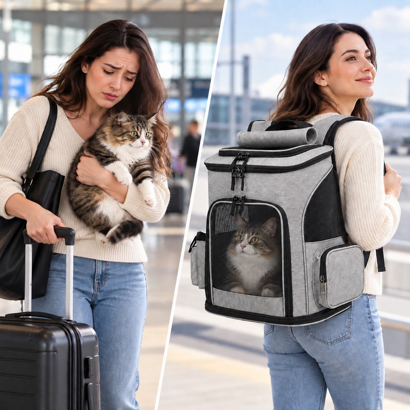 Expandable Pet Carrier Backpack for Cats & Small Dogs –