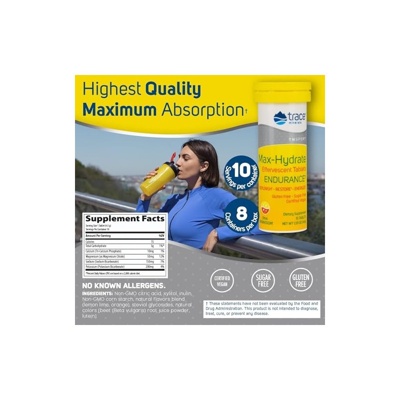 Max Hydrate Resistencia Trace Minerals Suplemento Apoyo Energético Diario Electrolitos