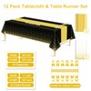 12 Pack Black Gold Tablecloth and Table Runner Set Party
