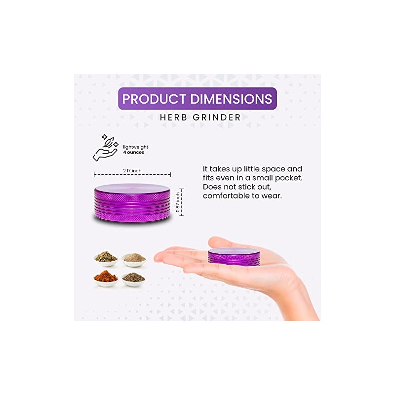 Molinillo compacto de especias de 5,6 cm (color púrpura)