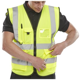 EXECUTIVE HI VIZ WAISTCOAT SATURN YELLOW 3XL