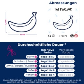 Tattwo.me Temporary Tattoos for Adults and Children 2 Weeks Waterproof - Banana - Vegetable Ink - EU Cosmetic Certificate - (P0373)