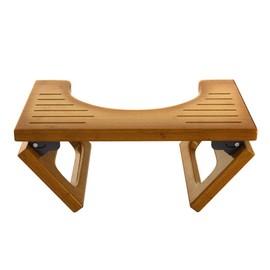 AmazerBath 7 Inches Bamboo Toilet Stool Squat for Adult, Foldable Squatting Potty Stool for Bathroom, 0.79" Thickness Poop Stool with Non-Slip Strip, No Assembly Required, Dark Wood Color