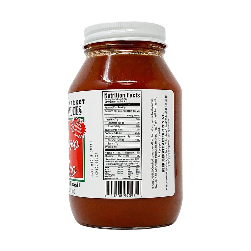 Carfagna's Pasta Sauce, Established 1937, Family Recipe, Made in Small
