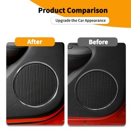 Hoolcar Interior Door Speaker Cover Car Horn Sticker Decor Compatible with Ford Mustang 2015-2024 Accessories, Chrome