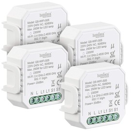 Luminea Home Control WiFi Schalter: 4er-Set WLAN-Unterputz-Lichtschalter,App, für Siri, Alexa&Google Ass. (Unterputzschalter, Wlanschalter, Deckenventilator)