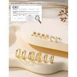 Finrezio Gold/Silver Earrings for Women 14K Gold Plated Small Huggie Hoop Earring Hypoallergenic Stud Earring Set Cartilage Earrings for Multiple Piercing