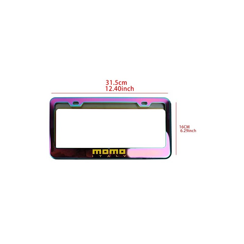 2Pcs MOMO Neo Chrome Aluminum Alloy License Plate Frame W