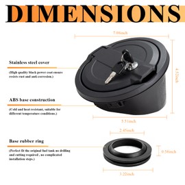 Tapa de depósito de gasolina para puerta de llenado de combustible para Jeep Wrangler JL 2018-2023 Accesorios ilimitados Rubicon Sahara AOLIHAN 2 puertas y 4 puertas de depósito de gas con bloqueo de
