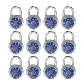 LanuBe Standard Dial Combination Lock, 2 in. Wide, with Different Combinations, Blue Turnplate, Pack of 12; Lock for School, Employee, Gym Sports Locker, Case, Toolbox, Fence and so on