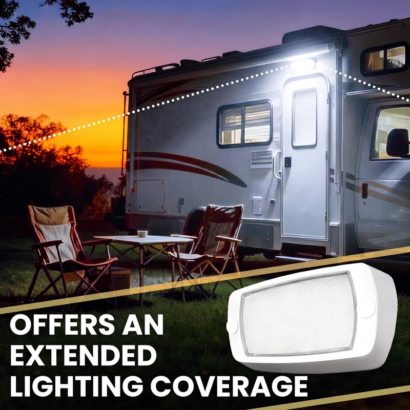Gloppers Aluminum RV Exterior Porch Light, Dual-Color LED with Switch,