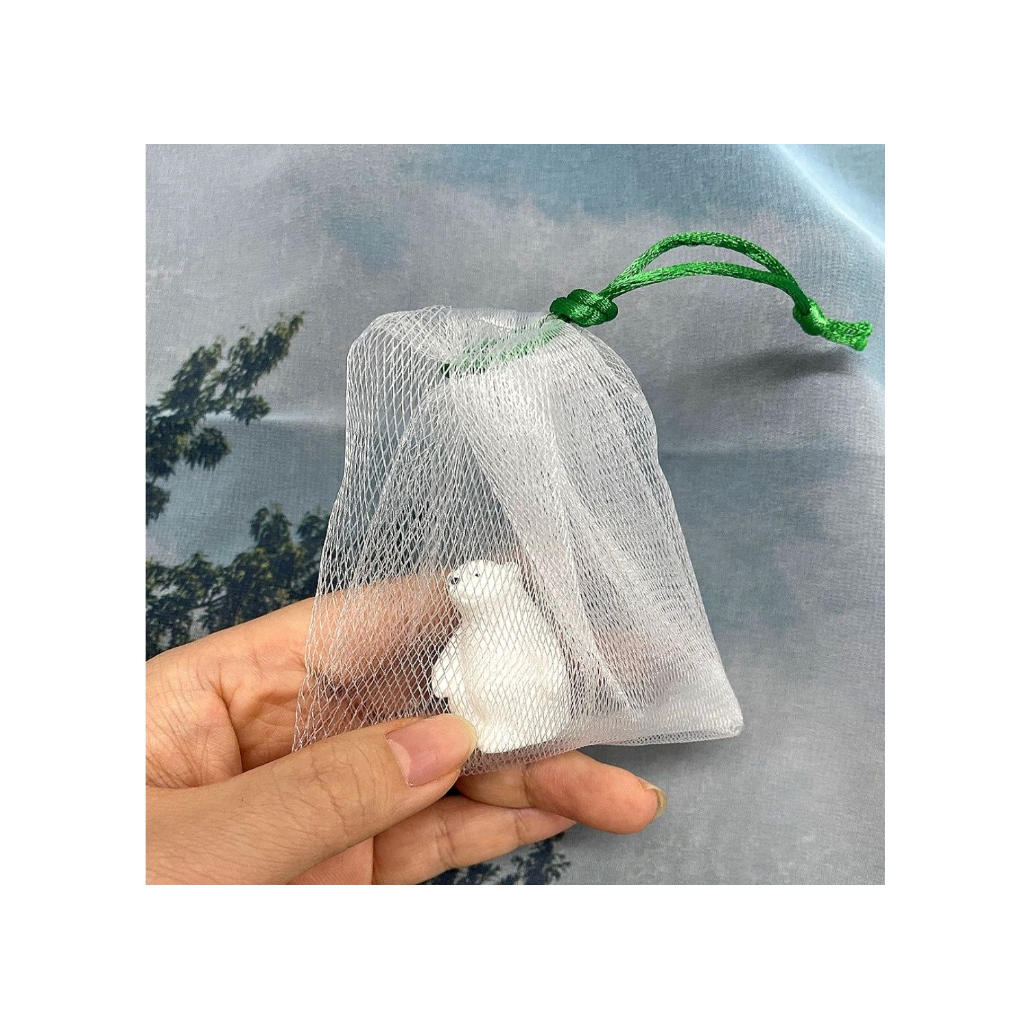 Smomo Studio Soap Net Soap Bubble Net Drawstring Green - ibspot.com