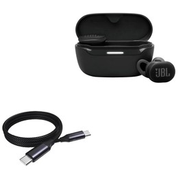BoxWave Cable Compatible with JBL Endurance Race 2 True Wireless Noise-Canceling Earbuds - DirectSync PD Cable (3ft) - USB-C to USB-C (100W), Type C Braided Charge and Fast Sync - Jet Black