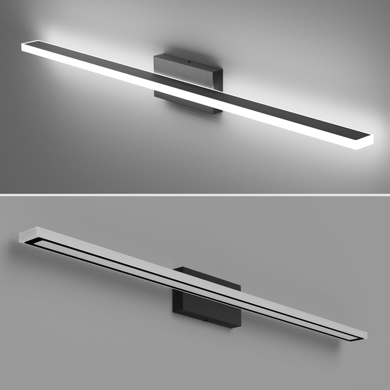lundwa 48inch Black LED Bathroom Vanity Light Bar 40W Modern