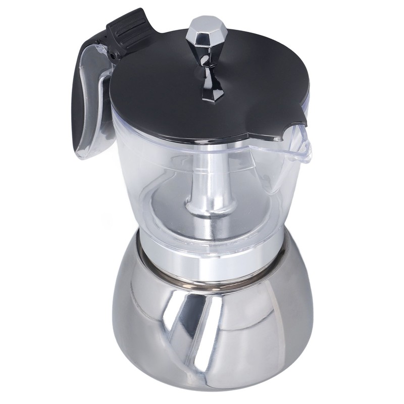 Stovetop Coffee Maker 6 Cup Moka Pot Clear ABS Top