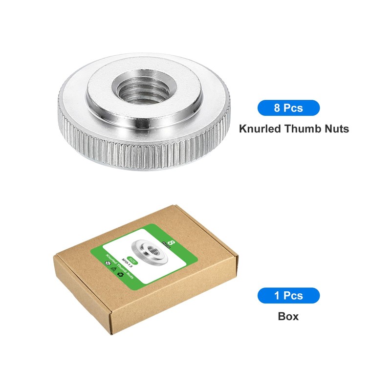 sourcing map 8Pcs M10 Knurled Thumb Nuts, 304 Stainless Steel