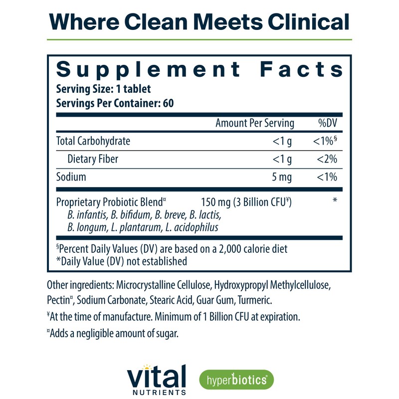 Hyperbiotics Vital Nutrients Bifidobacterium Probiotic | 7 Targeted Strains |