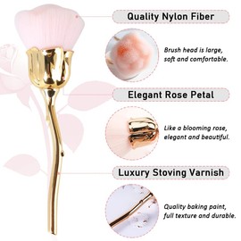 HYWWPFLAY 1Pc Dust Brush for Acrylic Nails Acrylic Nail Brush Cleaner Nail Brushes for Cleaning Dust Large Powder Brush Makeup Blush Brush Manicure Remover Brush Nail Art Tools (Gold-2)