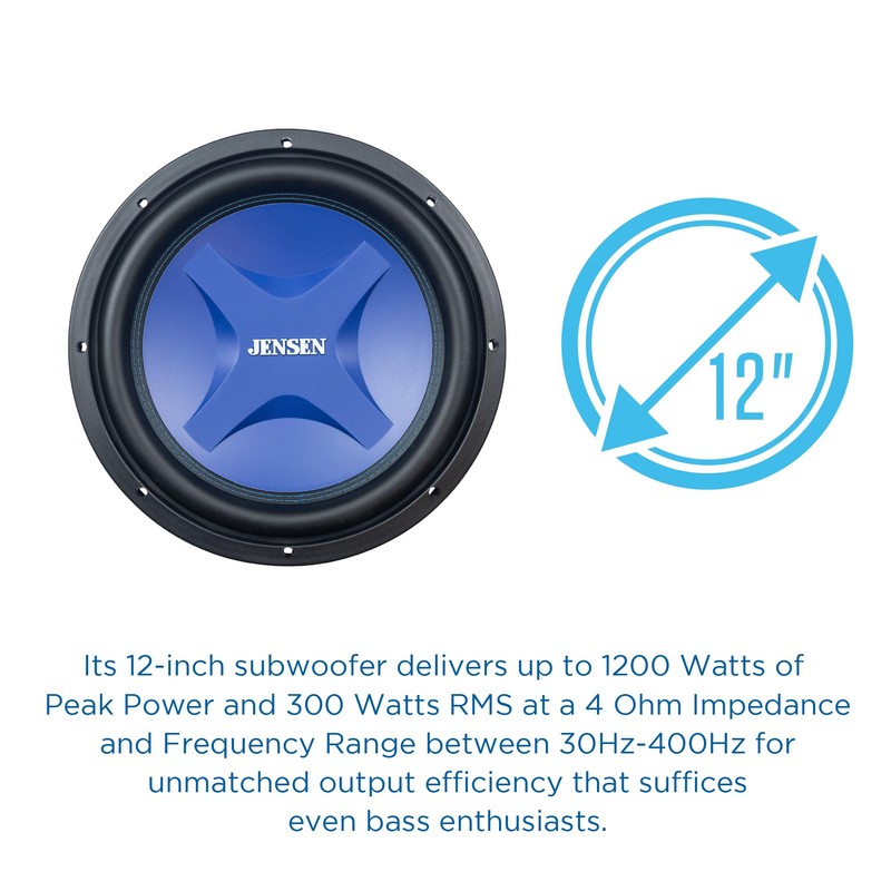 Jensen J4W12 12-Inch Subwoofer | 1200 Watts Peak Power |