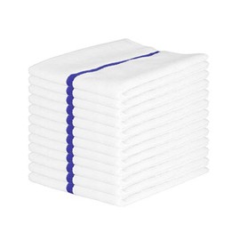 Wiper Central USA M915180RB Microfiber Ribbed Bar Mop Towels w/Blue Center Stripe, Pack of 12