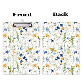 Hongri Wooden Clipboard, Fashion Design Clip Board for Classroom Students,Teacher, Women, Kids, Cute Custom Pattern, Standard Letter Size 9 x 12.5 in with Low Profile Metal Clip, Weed