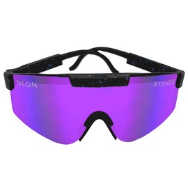 NeonVision - Premium Sports Glasses and Sunglasses Mirrored UV Protection 400 - Women & Men Outdoor Sports Glasses Ideal for Cycling, Running, Skiing, Hiking, Road Bike (Extra Stable, PurpleWave)