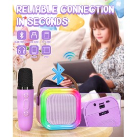 Karaoke Machine for Kids Microphone Wireless Toys Gifts for Teen Girls Age 5-7 Birthday for Kids 4 5 7 9 6 8 10 Year Old Ideas (Purple)