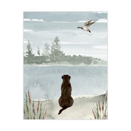 Watercolor Duck Hunting Chocolate Lab Nursery Mallard Duck Unframed Print Rustic Outdoor Hunter Themed Decor