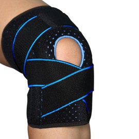 Knee Brace with Side Stabilizers - Adjustable Compression Knee Stabilizer,Gel Pad Patellar Sleeve Support Non-Slip Leg Strap for Climbing & Running