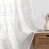 MIULEE Diamond Pattern Embroidered Sheer Curtains with Eyelets for Bedroom