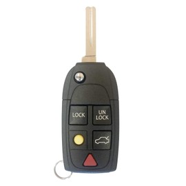 Flip Car Key Fob Keyless Entry Remote with reconditioned OEM factory electronics fits Volvo C30 C70 S40 S60 S80 V50 V70 XC60 XC70 XC90 FCCID: LQNP2T-APU ;by AUTO KEY MAX (SINGLE)