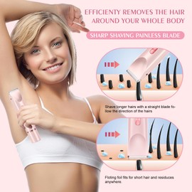 CheckSimple Bikini Trimmer for Women,Dermave Bikini Shaver,2-in-1 Electric Razors for Women(Pale Pink)