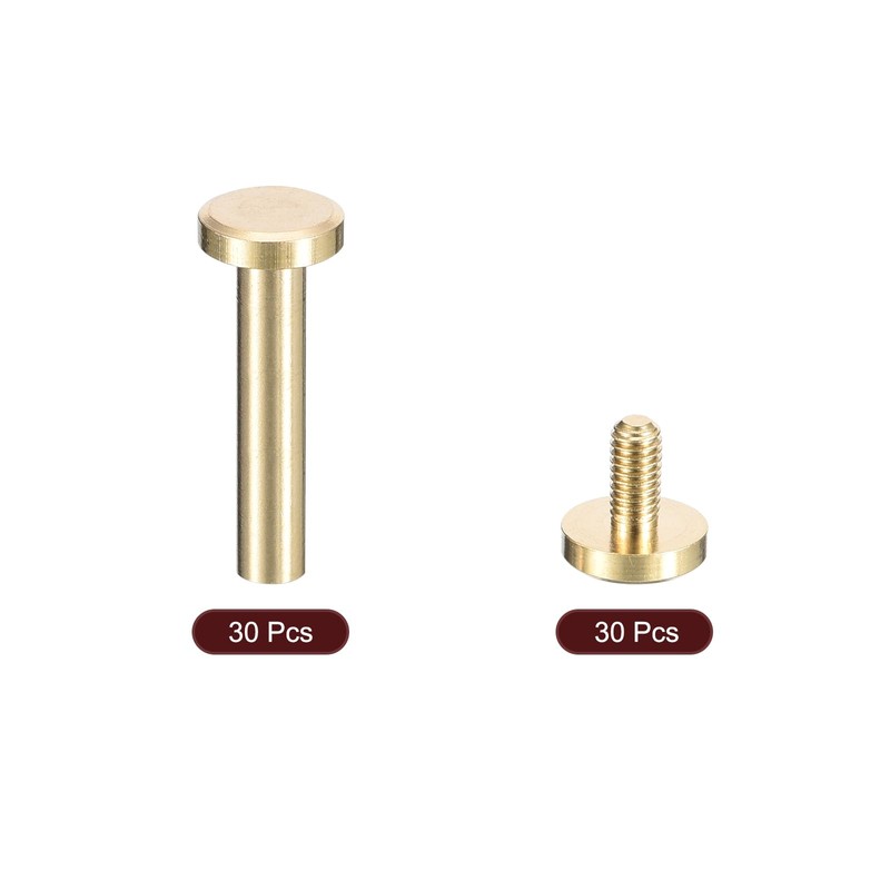 sourcing map 30Pack Brass Chicago Screws, 20x8mm Flat Head Screw