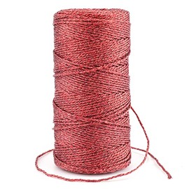 110Yards Decorative Metallic Bakers Twine - Red Wrapping Twine String - Inelastic - Glitter for Christmas DIY Crafting Presents