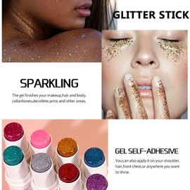 Mysense Silver Body Glitter Stick, Face and Hair Glitter Gel for Kids and Women, Singer Concert Outfits Festival Rave Accessories Glitter Makeup, Waterproof Sparkling Mermaid Glitter Face Paint