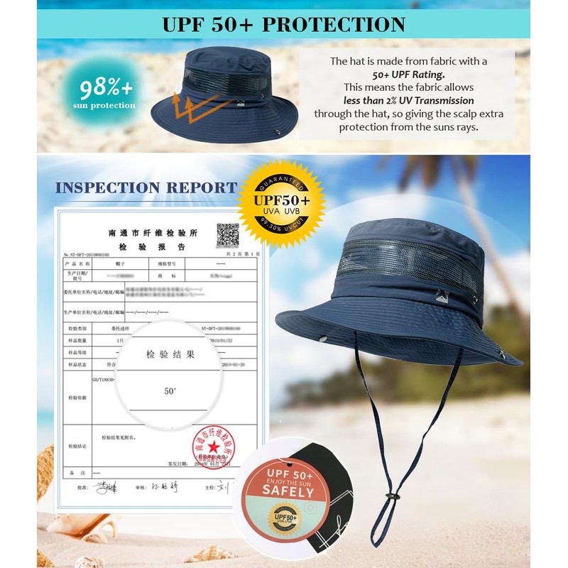 parte superior-EX L/XL/XXL impermeable UPF50 sombrero de ala ancha con