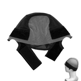 Velvet Wig Cap - Wig Making Cap with Grip Band Wig Cap and Non-Slip Grip Velcro Headband, Lightweight Hairpiece Hat for Home Cosplay Dating Events Parties Daily Activities(Black)