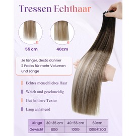 LaaVoo Real Hair Weft Hair Extensions Ombre Real Hair Wefts for Sewing Natural Black to Caramel Blonde with Blonde Remy Wefts Real Hair Double Weft 35 cm 80 g