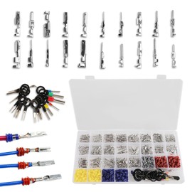 708 Piece Connector Pins Kit - Crimped Crimping Sleeve Set Insulated 1/1.5/1.8/2.2/2.3/2.5/2.8/3.5 mm for Automotive Motorcycle ATV (708 Pieces) with Wire Stripper and Installation Tool
