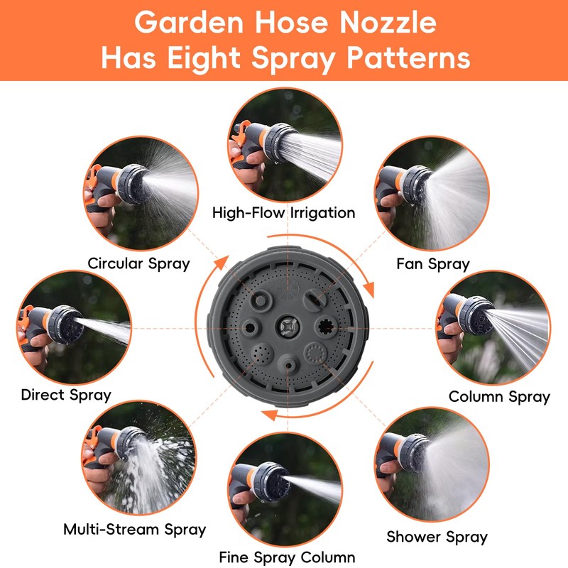 Garden Hose Nozzle Sprayer Heavy Duty Metal Spray Nozzles 8