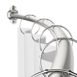 Mcrbeay Curved Shower Curtain Rod, Adjustable 48-85 inches Extra Wide Curved Shower Rods for Bathroom, Rust proof Shower Rod, Stainless Steel Curved Curtain Rod for Shower, Bathtub, Brushed Nickel