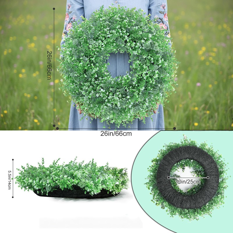 facdiwok 26'' Summer Wreath for Front Door, Farmhouse Wall Decor