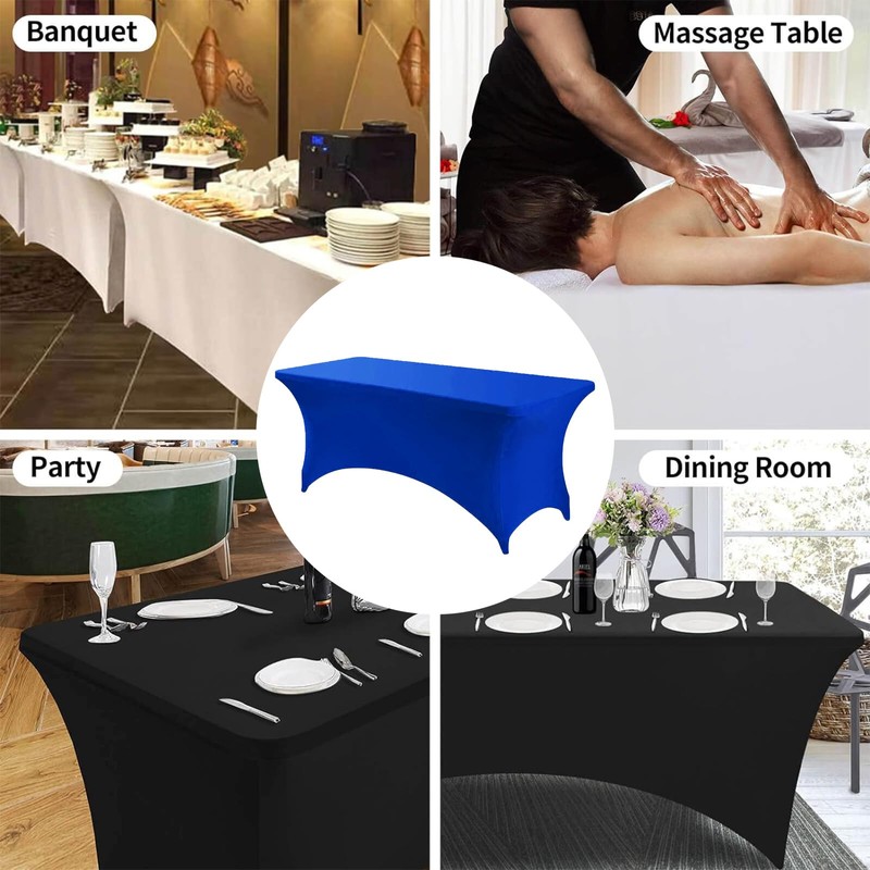 Stretchable Tablecloths,Royal Blue Spandex Fitted Tablecover 6ft Washable Stretch Spandex