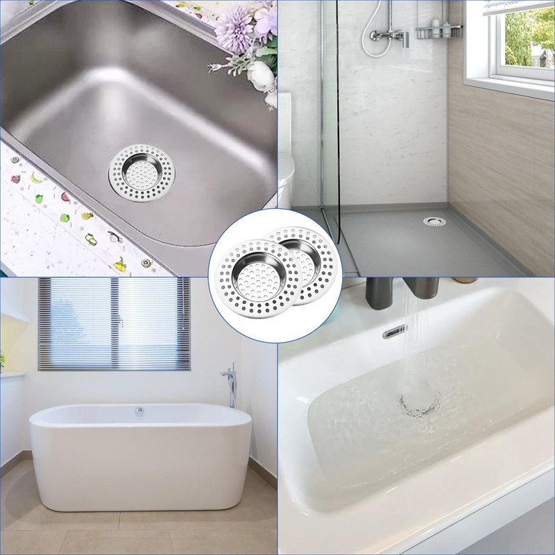 Stainless Steel Sink Strainer 2 Pack - 7.7cm Heavy Duty