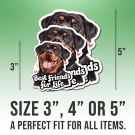 Rottweiler Dog Sticker Rottweiler Lover Decal Best Friends for Life Vinyl Stickers Weather-Resistant Stickers for Water Bottles Laptop Window Car 3"